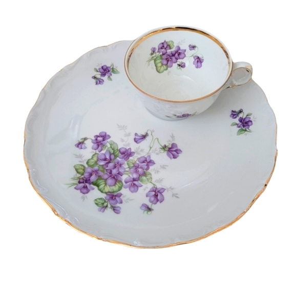 Schumann Arzberg Bavaria Gold Crown Violette Cup and Plate Set